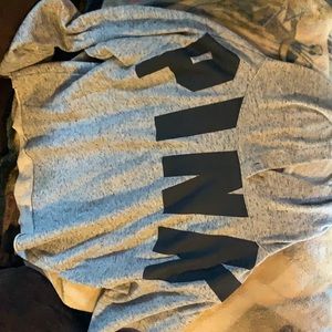 Pink Victoria’s Secret grey cut back sweater